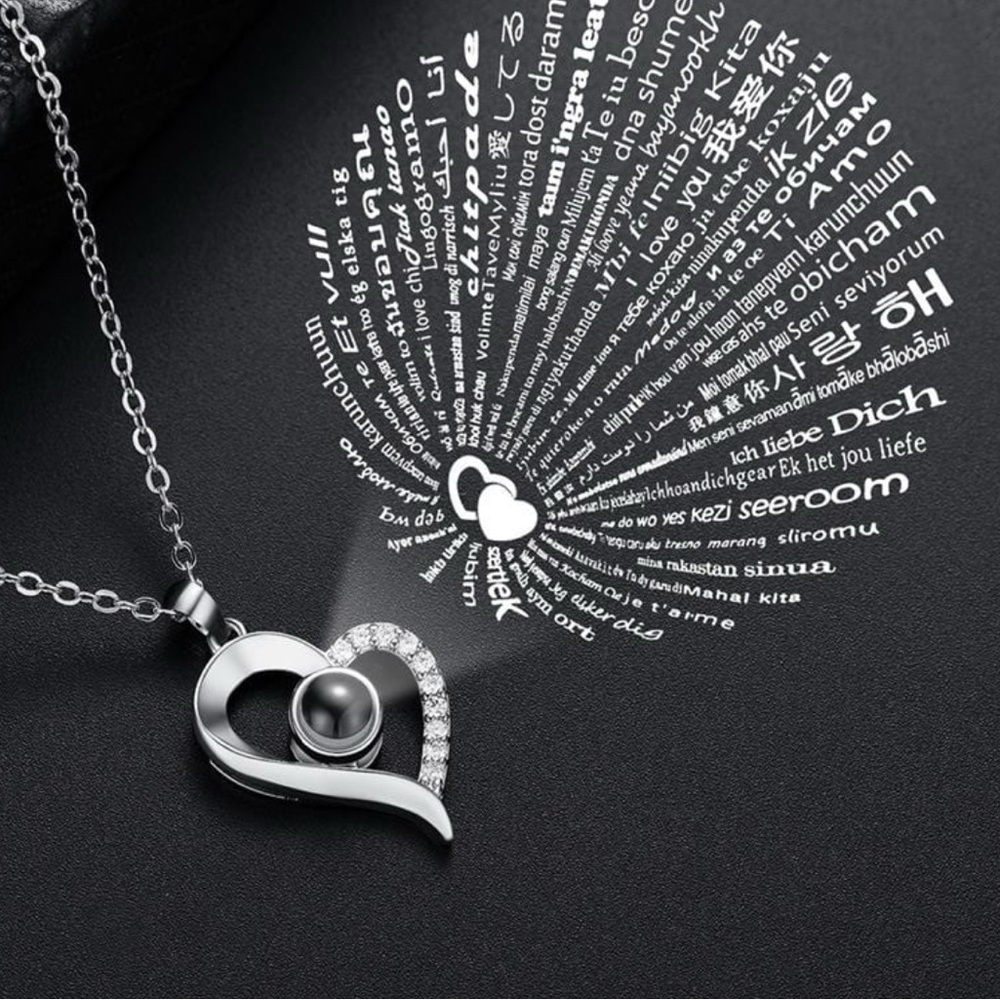 Target Silver Heart Necklace with “I love you” in 100 languages
